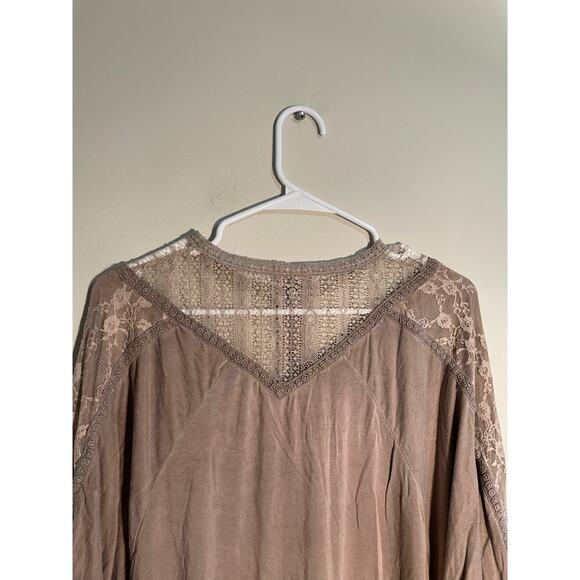 Pol Adley Lace Quarter Zip Bohemian Top Size Medium - Picture 7 of 10